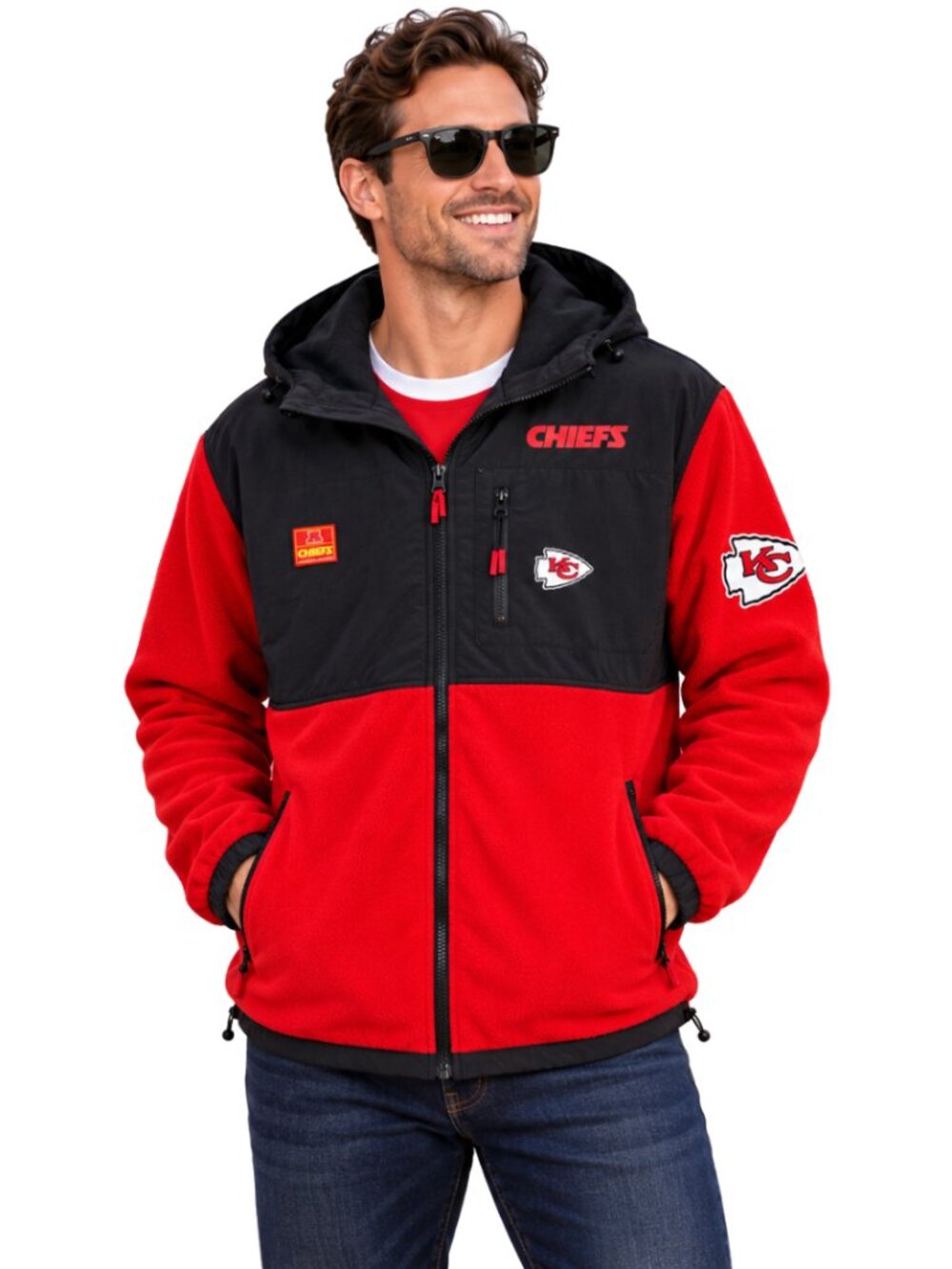 NFL Team Apparel Kansas City Chiefs Fleece Jacket Men's Large Red Full Zip NWOT